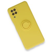 Newface Samsung Galaxy A12 Kılıf Viktor Yüzüklü Silikon - Sarı