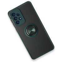 Newface Samsung Galaxy A13 4G Kılıf Montreal Yüzüklü Silikon Kapak - Yeşil