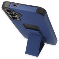 Newface Samsung Galaxy A14 4G Kılıf Mega Standlı Silikon - Mavi