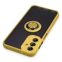 Newface Samsung Galaxy A14 4G Kılıf Montreal Yüzüklü Silikon Kapak - Sarı