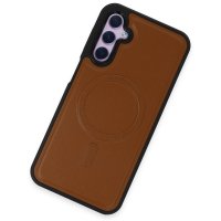 Newface Samsung Galaxy A14 4G Kılıf Ozzi Magsafe Deri Kapak - Taba