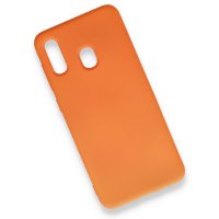 Newface Samsung Galaxy A20 Kılıf Nano içi Kadife Silikon - Turuncu