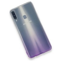 Newface Samsung Galaxy A20S Kılıf Lüx Çift Renkli Silikon - Mor