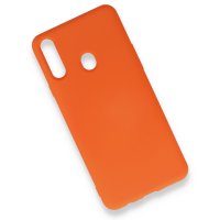 Newface Samsung Galaxy A20S Kılıf Nano içi Kadife Silikon - Turuncu