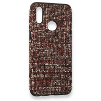 Newface Samsung Galaxy A20S Kılıf Ottoman Kumaş Silikon - Bordo