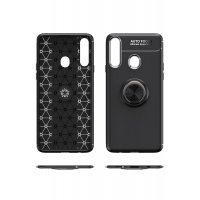 Newface Samsung Galaxy A20S Kılıf Range Yüzüklü Silikon - Siyah