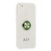 Newface Samsung Galaxy A21 Kılıf Gros Yüzüklü Silikon -Yeşil