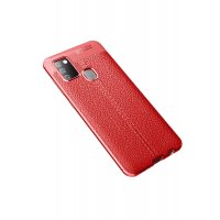 Newface Samsung Galaxy A21S Kılıf Focus Derili Silikon - Kırmızı
