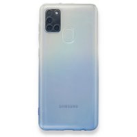 Newface Samsung Galaxy A21S Kılıf Lüx Çift Renkli Silikon - Mavi