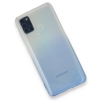 Newface Samsung Galaxy A21S Kılıf Lüx Çift Renkli Silikon - Mavi