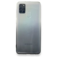 Newface Samsung Galaxy A21S Kılıf Lüx Çift Renkli Silikon - Siyah