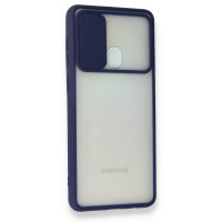 Newface Samsung Galaxy A21S Kılıf Palm Buzlu Kamera Sürgülü Silikon - Lacivert