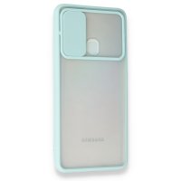 Newface Samsung Galaxy A21S Kılıf Palm Buzlu Kamera Sürgülü Silikon - Turkuaz