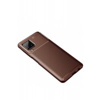Newface Samsung Galaxy A22 Kılıf Auto Focus Karbon Kapak - Kahverengi