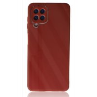 Newface Samsung Galaxy M32 Kılıf Glass Kapak - Bordo