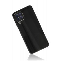 Newface Samsung Galaxy A22 Kılıf Glass Kapak - Siyah