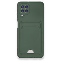 Newface Samsung Galaxy M22 Kılıf Kelvin Kartvizitli Silikon - Koyu Yeşil
