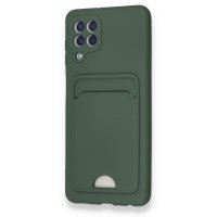 Newface Samsung Galaxy M22 Kılıf Kelvin Kartvizitli Silikon - Koyu Yeşil