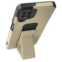 Newface Samsung Galaxy A22 Kılıf Mega Standlı Silikon - Gold