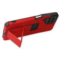 Newface Samsung Galaxy A22 Kılıf Mega Standlı Silikon - Kırmızı