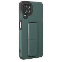 Newface Samsung Galaxy A22 Kılıf Mega Standlı Silikon - Yeşil