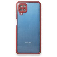 Newface Samsung Galaxy A22 Kılıf Miami Şeffaf Silikon  - Kırmızı