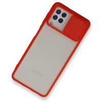 Newface Samsung Galaxy A22 Kılıf Palm Buzlu Kamera Sürgülü Silikon - Kırmızı
