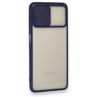 Newface Samsung Galaxy M32 Kılıf Palm Buzlu Kamera Sürgülü Silikon - Lacivert