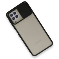 Newface Samsung Galaxy M22 Kılıf Palm Buzlu Kamera Sürgülü Silikon - Siyah