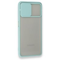 Newface Samsung Galaxy A22 Kılıf Palm Buzlu Kamera Sürgülü Silikon - Turkuaz