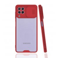 Newface Samsung Galaxy A22 Kılıf Platin Kamera Koruma Silikon - Kırmızı