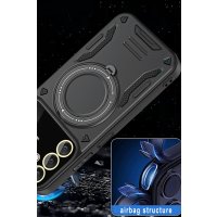 Newface Samsung Galaxy A24 4G Kılıf Joy Lens Standlı Kapak - Siyah