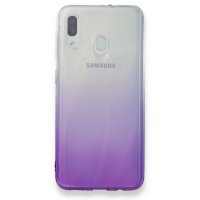 Newface Samsung Galaxy A20 Kılıf Lüx Çift Renkli Silikon - Mor