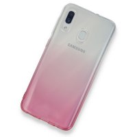 Newface Samsung Galaxy A20 Kılıf Lüx Çift Renkli Silikon - Pembe