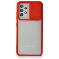 Newface Samsung Galaxy A32 Kılıf Palm Buzlu Kamera Sürgülü Silikon - Kırmızı