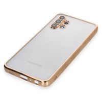 Newface Samsung Galaxy A32 Kılıf Razer Lensli Silikon - Gold