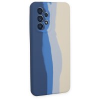 Newface Samsung Galaxy A33 5G Kılıf Ebruli Lansman Silikon - Lacivert-Krem