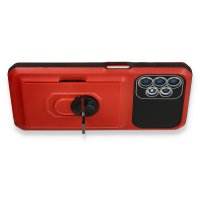 Newface Samsung Galaxy A33 5G Kılıf Klik Yüzüklü Kartvizitli Silikon - Kırmızı