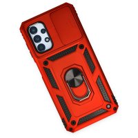 Newface Samsung Galaxy A33 5G Kılıf Pars Lens Yüzüklü Silikon - Kırmızı