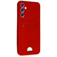 Newface Samsung Galaxy A34 5G Kılıf Kelvin Kartvizitli Silikon - Kırmızı