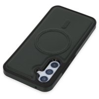Newface Samsung Galaxy A34 5G Kılıf Ozzi Magsafe Deri Kapak - Koyu Yeşil