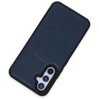 Newface Samsung Galaxy A34 5G Kılıf Ozzi Magsafe Deri Kapak - Lacivert