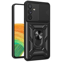 Newface Samsung Galaxy A34 5G Kılıf Pars Lens Yüzüklü Silikon - Siyah