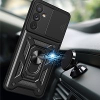 Newface Samsung Galaxy A34 5G Kılıf Pars Lens Yüzüklü Silikon - Siyah