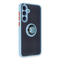 Newface Samsung Galaxy A35 5G Kılıf Montreal Yüzüklü Silikon Kapak - Buz Mavi