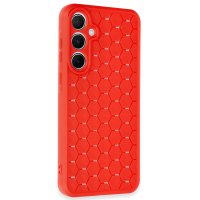 Newface Samsung Galaxy A35 5G Kılıf Petek Silikon Kapak - Kırmızı