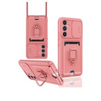 Newface Samsung Galaxy A35 5G Kılıf Zuma Kartvizitli Yüzüklü Silikon - Pembe