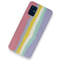 Newface Samsung Galaxy A51 Kılıf Ebruli Lansman Silikon - Pembe-Lila