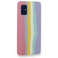 Newface Samsung Galaxy A51 Kılıf Ebruli Lansman Silikon - Pembe-Lila