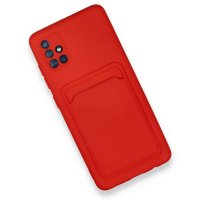 Newface Samsung Galaxy A51 Kılıf Kelvin Kartvizitli Silikon - Kırmızı